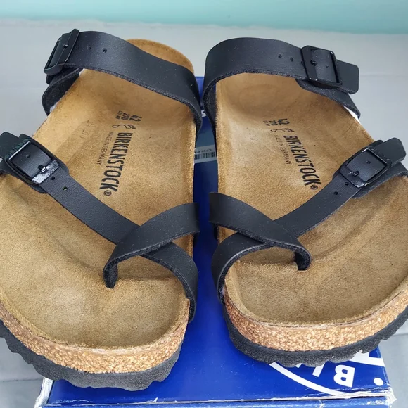 Birkenstock Black Leather Sandals Women Size 11 (EU 42) Or Men's Size 9 NWT - Picture 4 of 16
